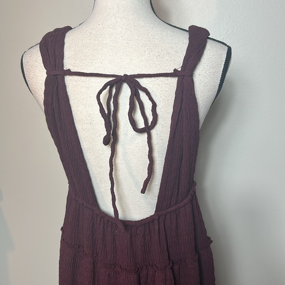 NEW Free People Martina maroon burgundy wine deep V neck tiered maxi dress, S - Picture 11 of 15